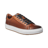 This cognac leather sneaker features a sleek design complemented by stylish white trim, making it a versatile addition to any wardrobe. Made from high-quality materials, it offers both durability and comfort, ideal for casual outings or everyday wear. The combination of classic black and crisp white ensures a modern aesthetic, while the sneaker's lightweight construction offers ease of movement. Perfect for those seeking a blend of fashion and functionality.