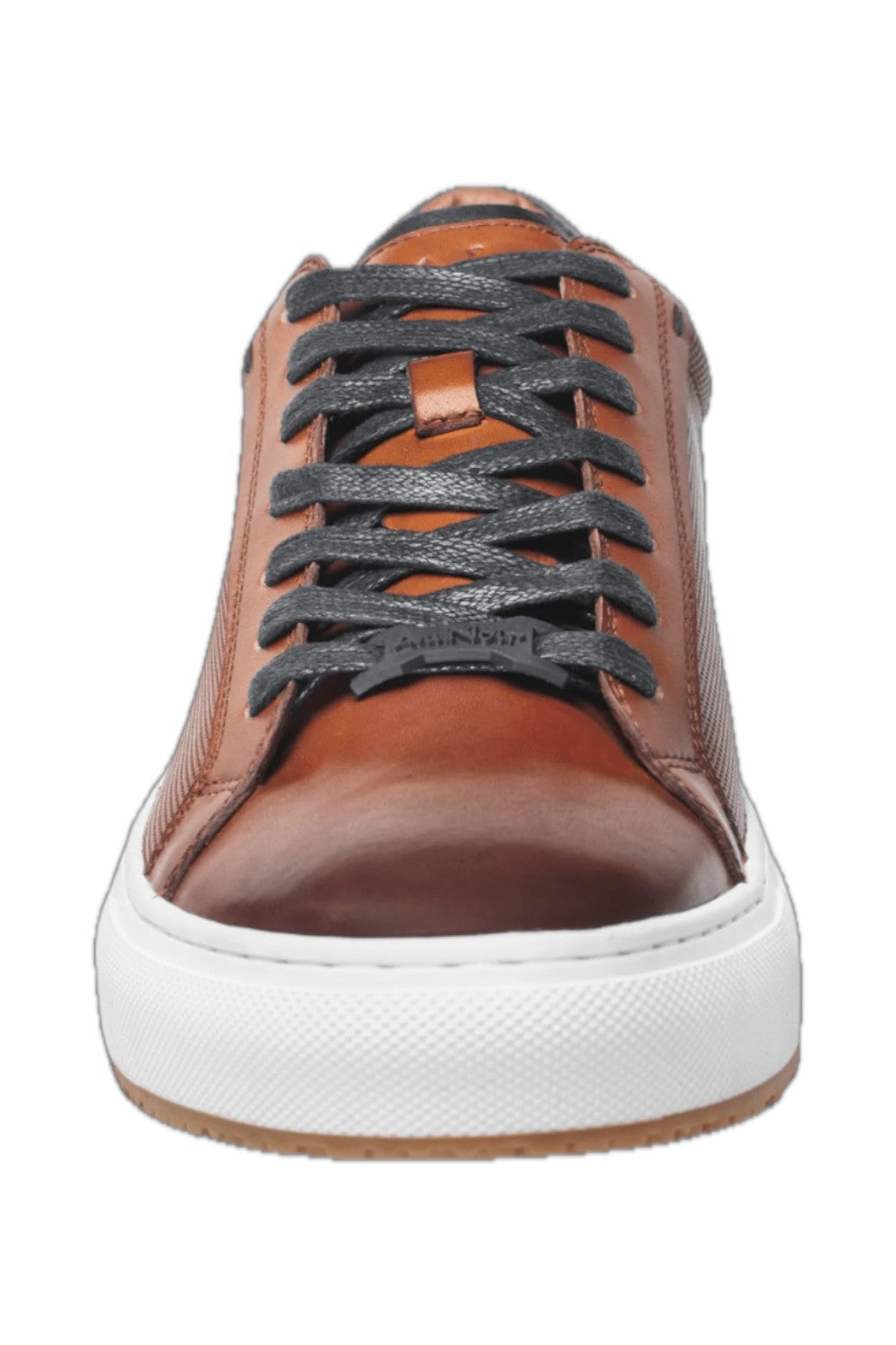 This cognac leather sneaker features a sleek design complemented by stylish white trim, making it a versatile addition to any wardrobe. Made from high-quality materials, it offers both durability and comfort, ideal for casual outings or everyday wear. The combination of classic black and crisp white ensures a modern aesthetic, while the sneaker's lightweight construction offers ease of movement. Perfect for those seeking a blend of fashion and functionality.