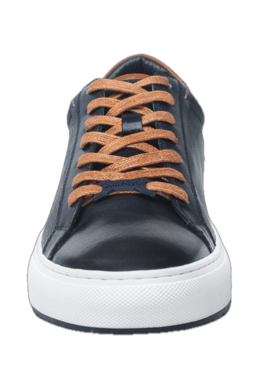 This navy blue leather sneaker features a sleek design complemented by stylish white trim, making it a versatile addition to any wardrobe. Made from high-quality materials, it offers both durability and comfort, ideal for casual outings or everyday wear. The combination of classic black and crisp white ensures a modern aesthetic, while the sneaker's lightweight construction offers ease of movement. Perfect for those seeking a blend of fashion and functionality.