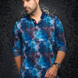 Men's casual dress polo shirt. Distinguish yourself with contrasting patterns and sophisticated details. 