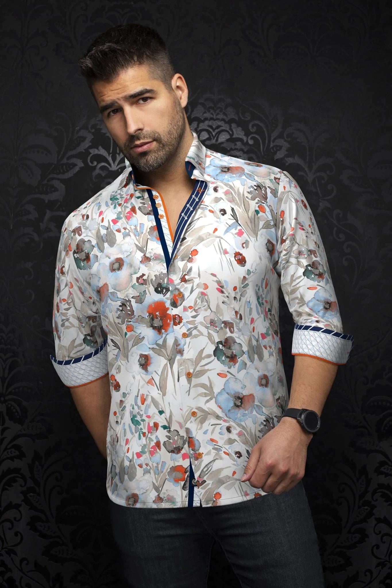 Shirt casual dress fashion for men 98% cotton and 2% Spandex for optimum comfort. Distinguish yourself with contrasting patterns and sophisticated details. Comfortable with premium stretch cotton fabric.&nbsp;