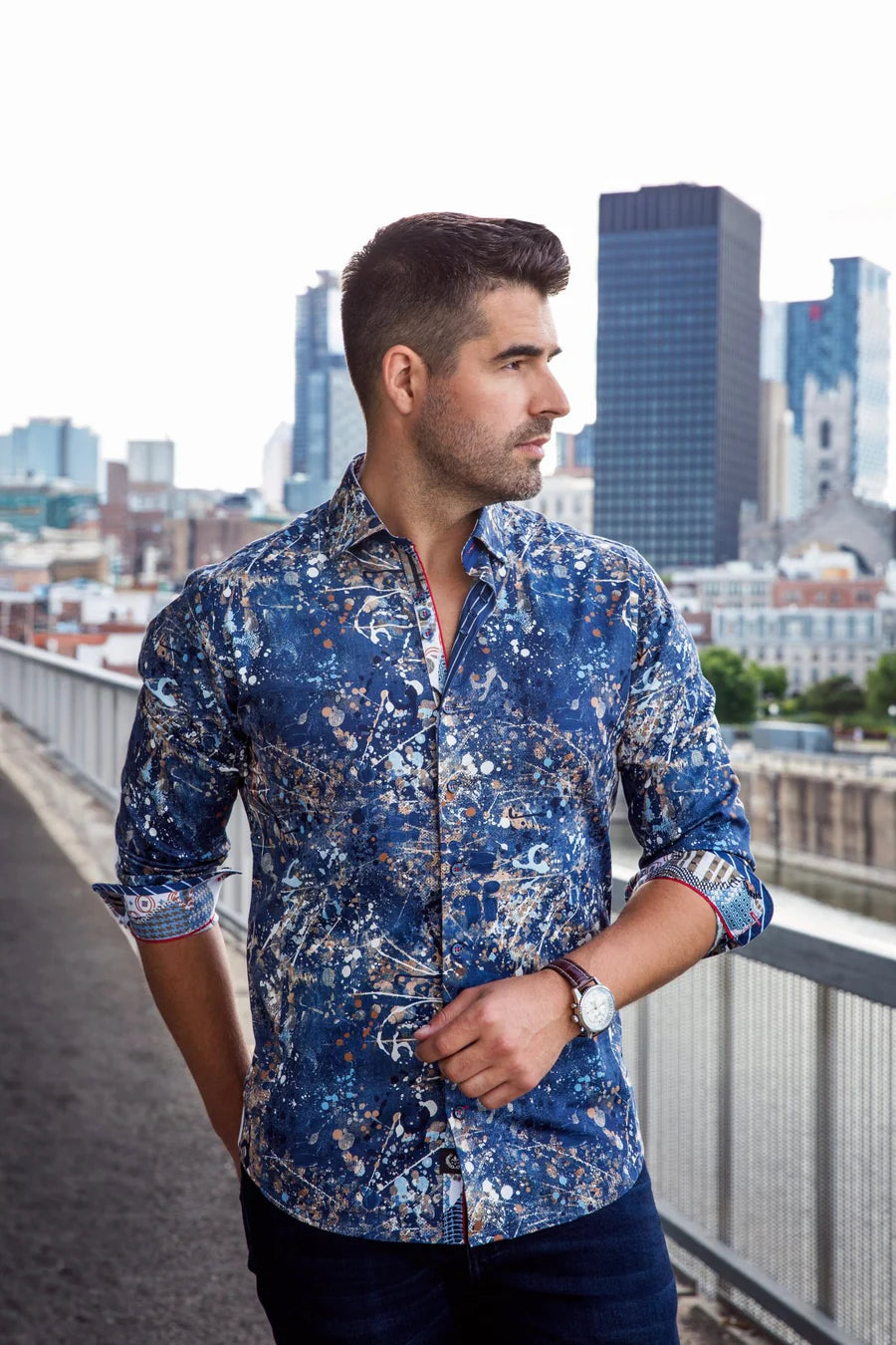 Shirt casual dress fashion for men 98% cotton and 2% Spandex for optimum comfort. Distinguish yourself with contrasting patterns and sophisticated details. Comfortable with premium stretch cotton fabric.&nbsp;