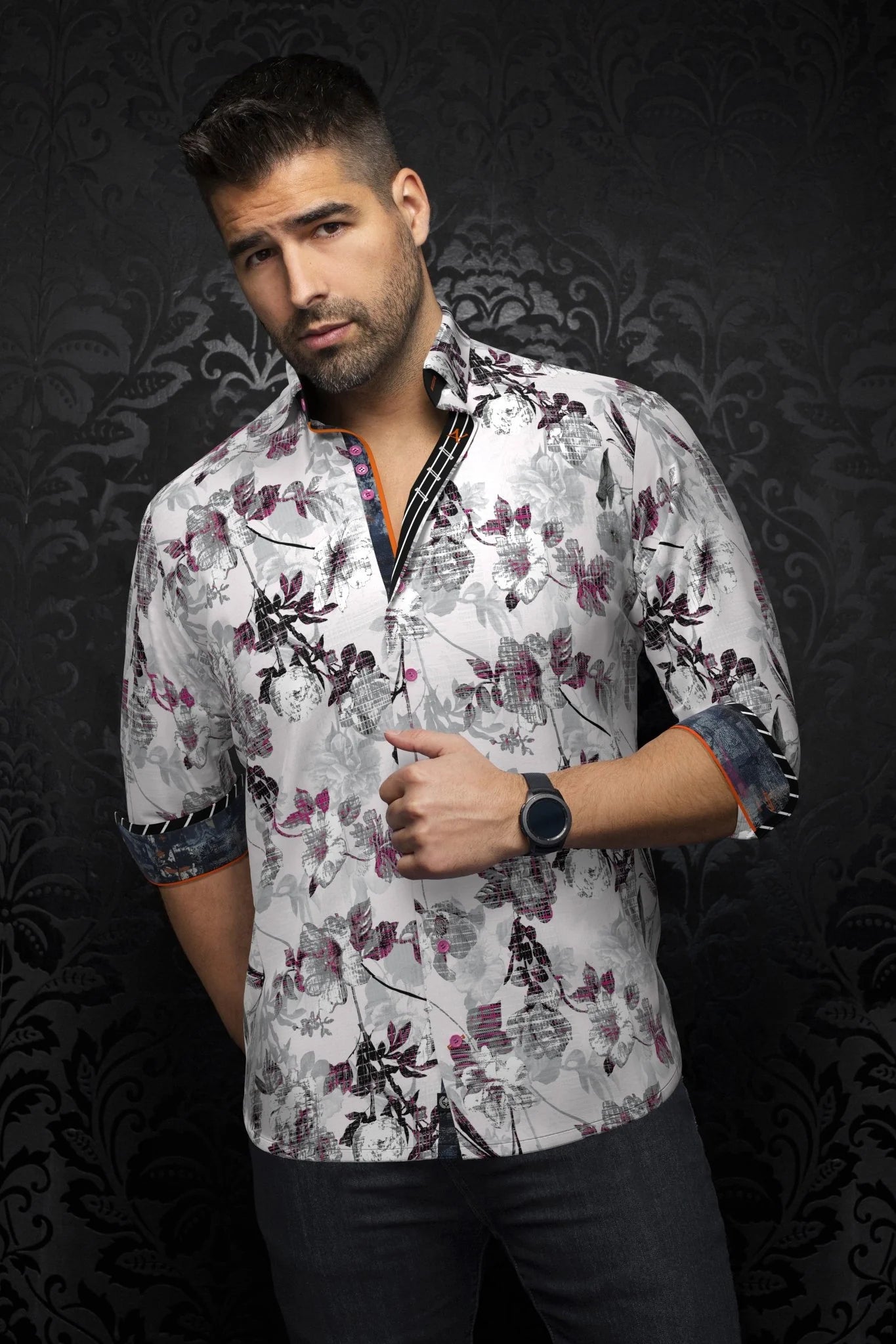 Shirt casual dress fashion for men 98% cotton and 2% Spandex for optimum comfort. Distinguish yourself with contrasting patterns and sophisticated details. Comfortable with premium stretch cotton fabric.&nbsp;