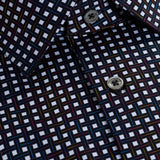 The James OoohCotton long-sleeved shirt in basketweave print features a point collar, mother-of-pearl buttons, and a curved hem for a sleek tucked or untucked look. The notched cuffs are adjustable to allow for customized fit and also convertible to accommodate cufflinks. OoohCotton® is a performance, double-mercerized, wrinkle-resistant, breathable, and easy-care cotton blend with 8-way stretch, quick-dry, and thermal comfort properties.