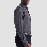 The James OoohCotton long-sleeved shirt in basketweave print features a point collar, mother-of-pearl buttons, and a curved hem for a sleek tucked or untucked look. The notched cuffs are adjustable to allow for customized fit and also convertible to accommodate cufflinks. OoohCotton® is a performance, double-mercerized, wrinkle-resistant, breathable, and easy-care cotton blend with 8-way stretch, quick-dry, and thermal comfort properties.