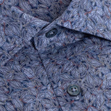 The James OoohCotton long-sleeved shirt in leaf print features a point collar, mother-of-pearl buttons, and a curved hem for a sleek tucked or untucked look. The notched cuffs are adjustable to allow for customized fit and also convertible to accommodate cufflinks. OoohCotton® is a performance, double-mercerized, wrinkle-resistant, breathable, and easy-care cotton blend with 8-way stretch, quick-dry, and thermal comfort properties.