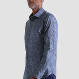 The James OoohCotton long-sleeved shirt in leaf print features a point collar, mother-of-pearl buttons, and a curved hem for a sleek tucked or untucked look. The notched cuffs are adjustable to allow for customized fit and also convertible to accommodate cufflinks. OoohCotton® is a performance, double-mercerized, wrinkle-resistant, breathable, and easy-care cotton blend with 8-way stretch, quick-dry, and thermal comfort properties.