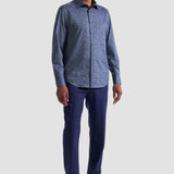 The James OoohCotton long-sleeved shirt in leaf print features a point collar, mother-of-pearl buttons, and a curved hem for a sleek tucked or untucked look. The notched cuffs are adjustable to allow for customized fit and also convertible to accommodate cufflinks. OoohCotton® is a performance, double-mercerized, wrinkle-resistant, breathable, and easy-care cotton blend with 8-way stretch, quick-dry, and thermal comfort properties.