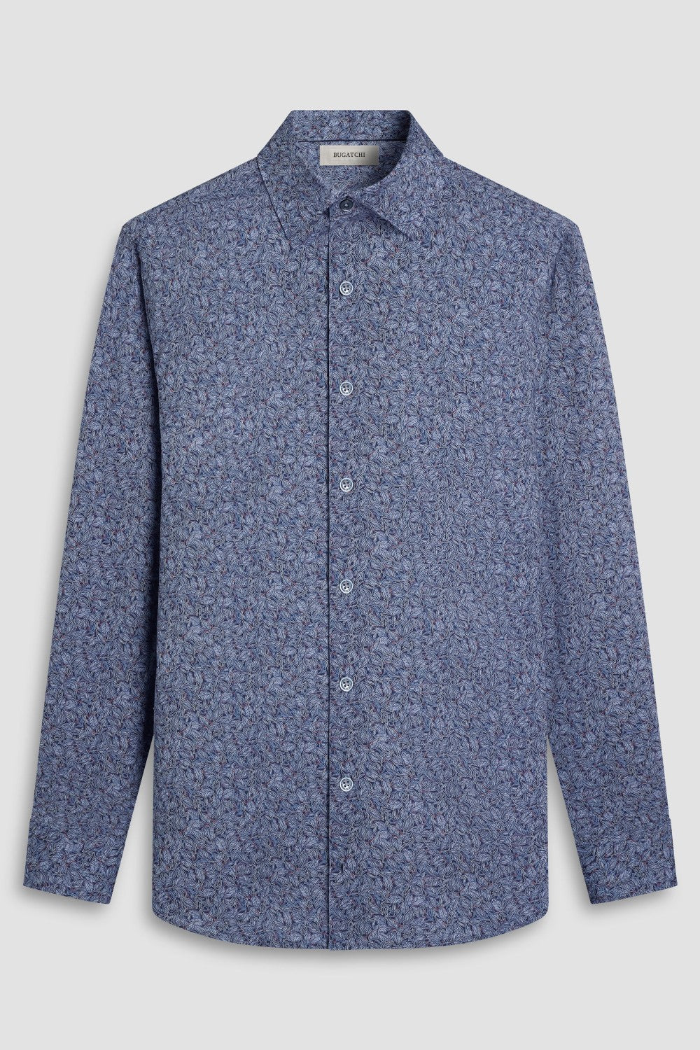 The James OoohCotton long-sleeved shirt in leaf print features a point collar, mother-of-pearl buttons, and a curved hem for a sleek tucked or untucked look. The notched cuffs are adjustable to allow for customized fit and also convertible to accommodate cufflinks. OoohCotton® is a performance, double-mercerized, wrinkle-resistant, breathable, and easy-care cotton blend with 8-way stretch, quick-dry, and thermal comfort properties.