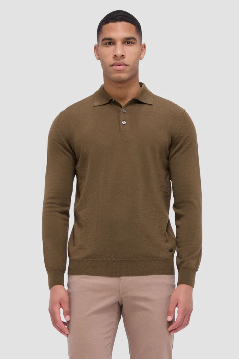 Bugatchi Super Merino Solid Polo Sweater XL Moss