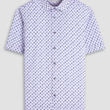 The Miles OoohCotton short-sleeve shirt in toucan print features a point collar, mother-of-pearl buttons, and a curved hem for a sleek tucked or untucked look. OoohCotton is a performance, double-mercerized, wrinkle-resistant, breathable, and easy-care cotton blend with 8-way stretch, quick-dry, and thermal comfort properties.