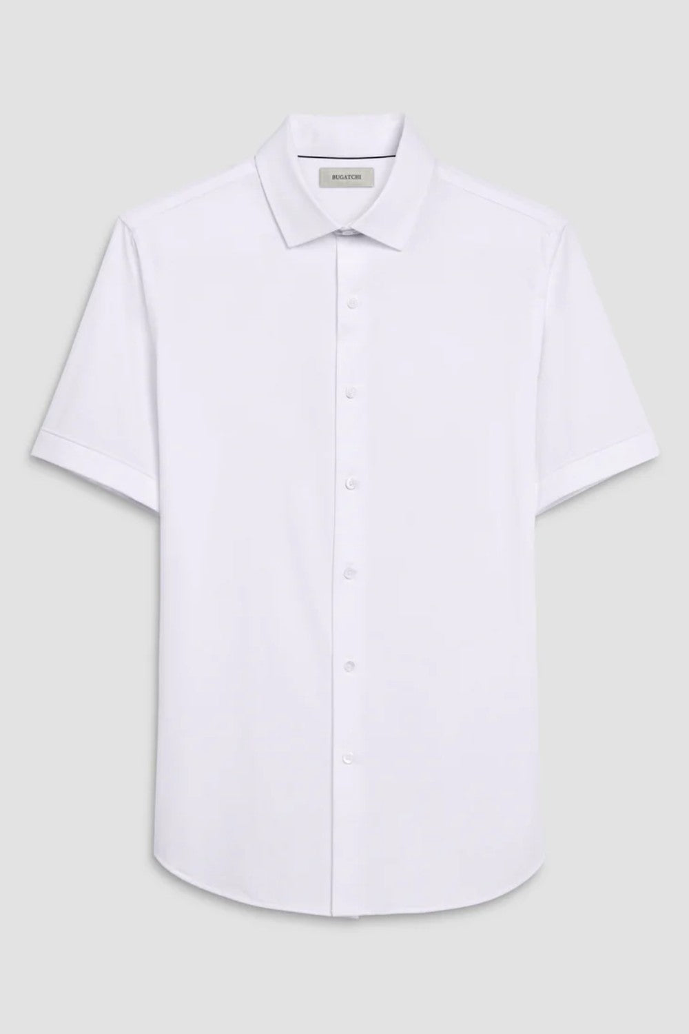 The Miles solid OoohCOtton short-sleeved shirt features a point collar, mother-of-pearl buttons, and a curved hem perfect for wearing tucked or untucked. OoohCOtton is a performance, double-mercerized, wrinkle-resistant, breathable, and easy-care cOtton blend with 8-way stretch, quick-dry, and thermal comfort properties.