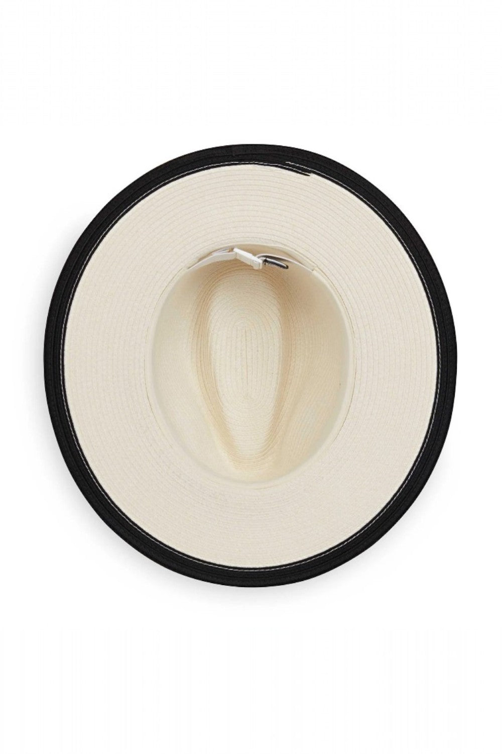 Light hat with black rim on a white background
