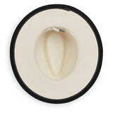 Light hat with black rim on a white background