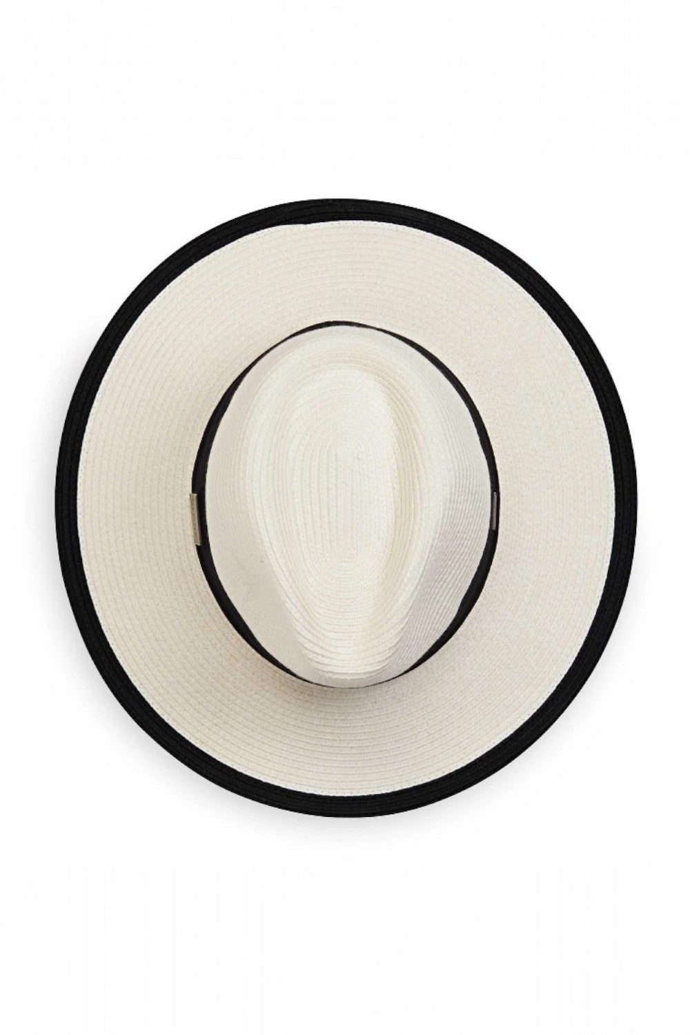 Light hat with black rim on a white background