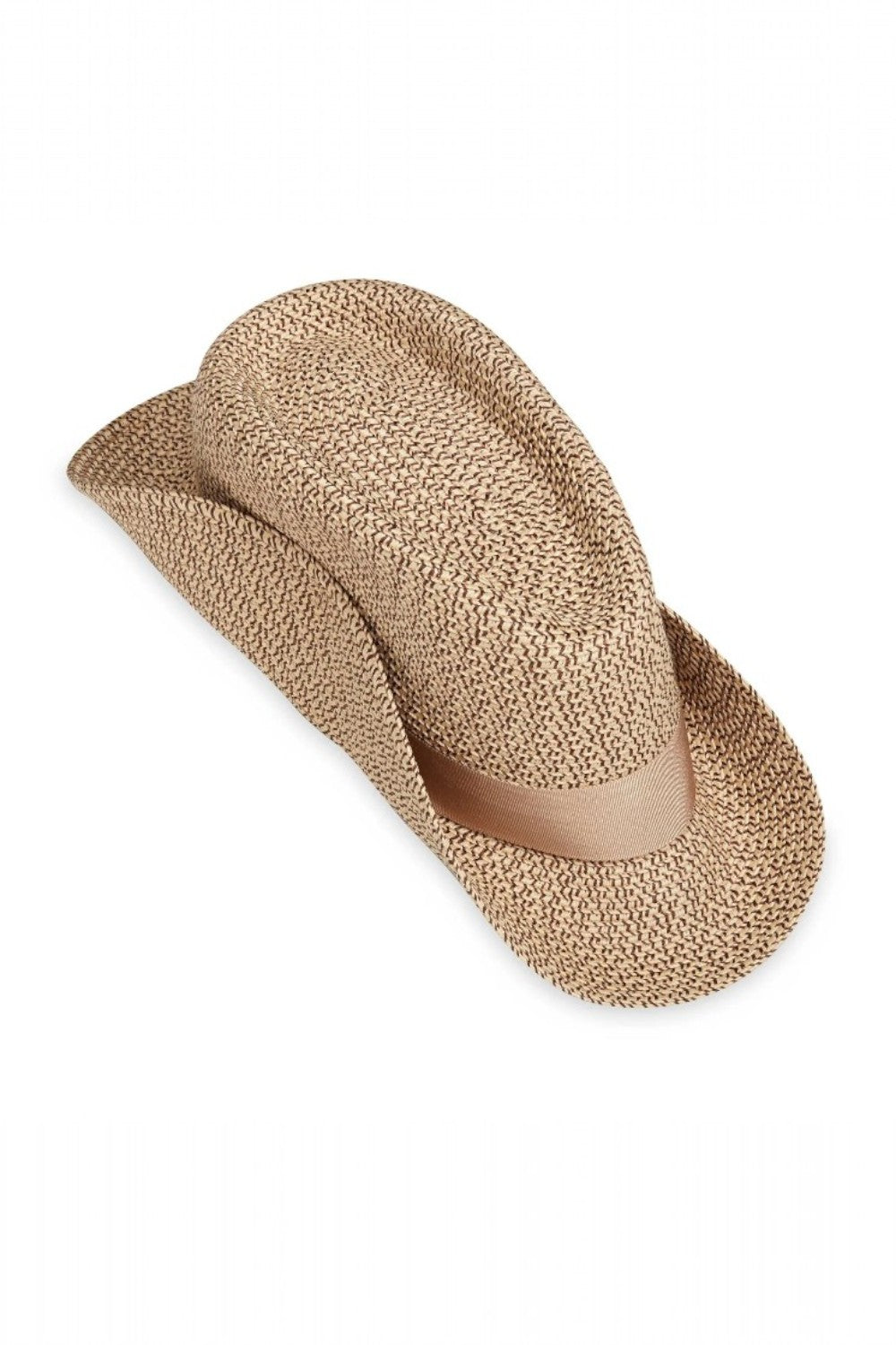 Beige hat with a band on a white background