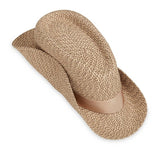 Beige hat with a band on a white background