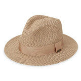 Beige hat with a band on a white background