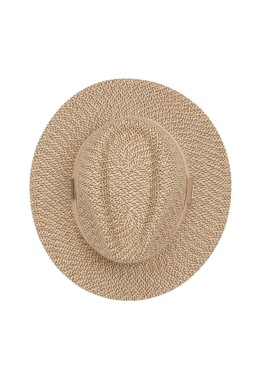 Beige hat with a band on a white background