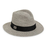 Gray  hat with a black band on a white background