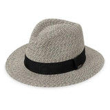 Gray hat with a black band on a white background