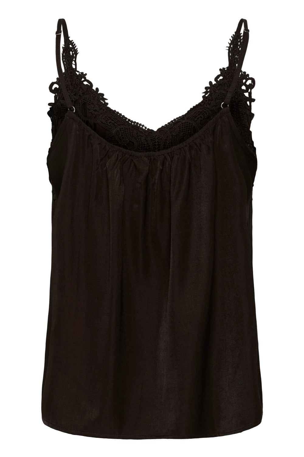 Brown lace-trimmed camisole on a white background
