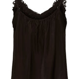 Brown lace-trimmed camisole on a white background