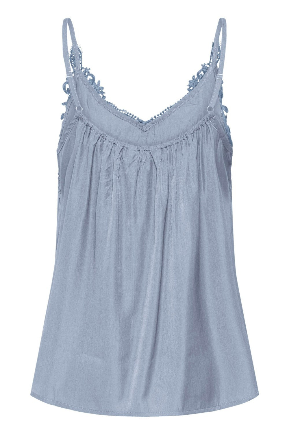 A light blue sleeveless top on a white background