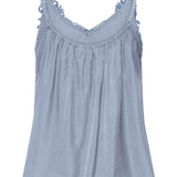 A light blue sleeveless top on a white background