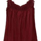 Red lace-trimmed camisole on a white background