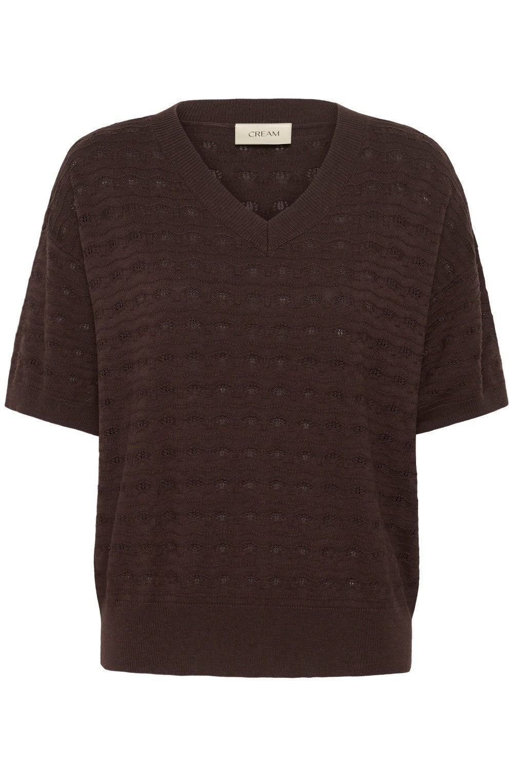 Brown short-sleeve sweater on a white background