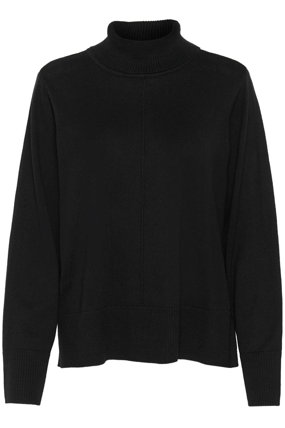 Black turtleneck sweater on a white background