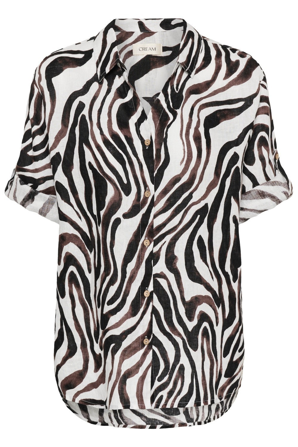 Zebra patterned shirt on a white background