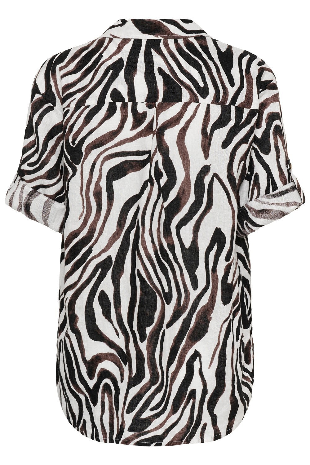 Zebra print shirt on a white background