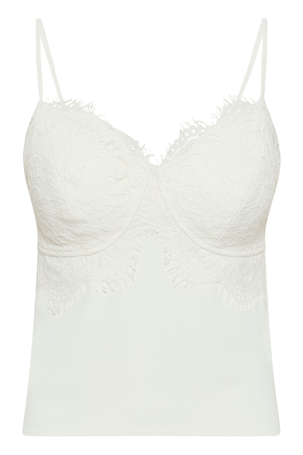 White lace camisole on a white background