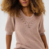 Cream Dela Short Sleeve Knit Pullover