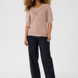 Cream Dela Short Sleeve Knit Pullover