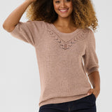 Cream Dela Short Sleeve Knit Pullover
