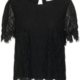 Black lace top on a white background