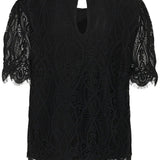 Black lace top on a white background