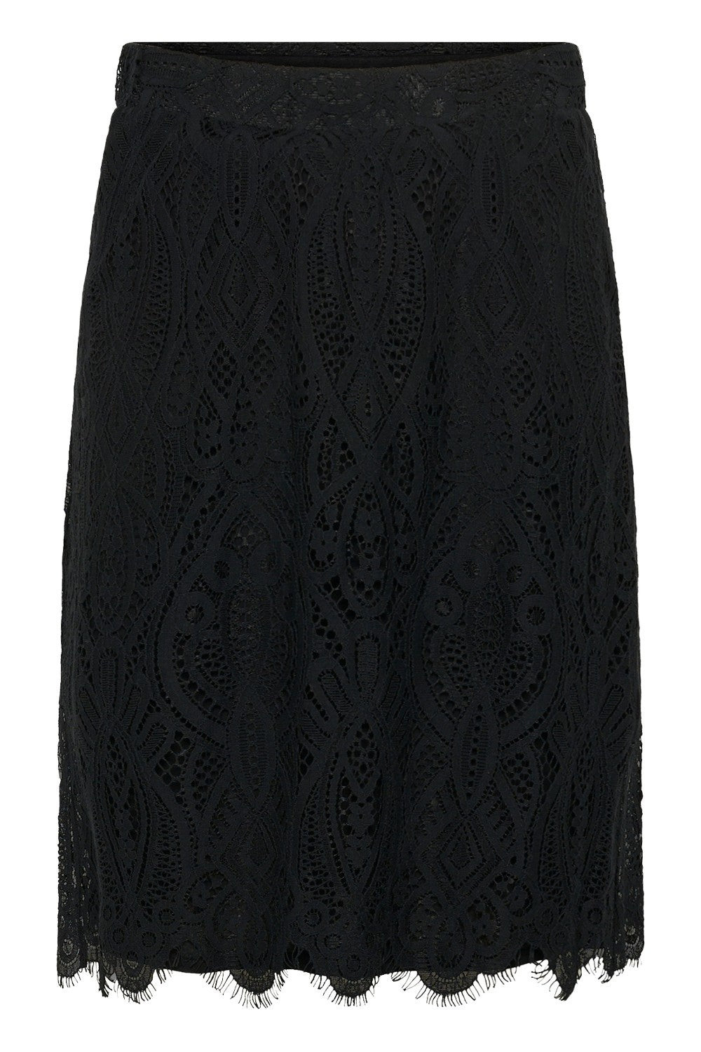 Black lace skirt on a white background