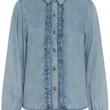 Blue denim shirt on a white background