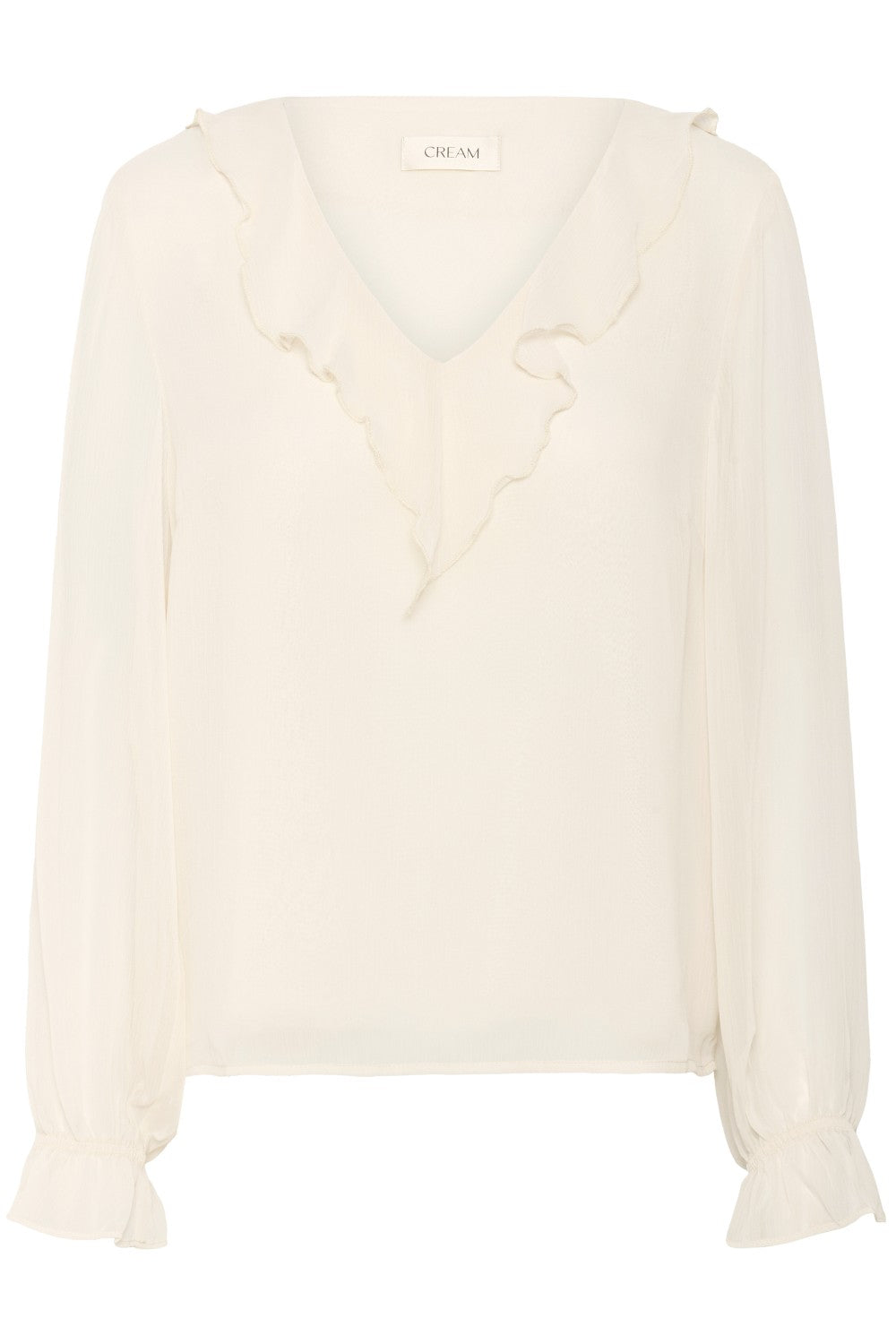 White blouse with long sleeves on a white background