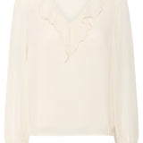 White blouse with long sleeves on a white background