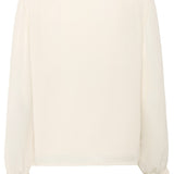 White blouse with long sleeves and tied cuffs on a white background