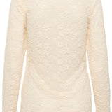 Cream-colored textured sweater on a white background