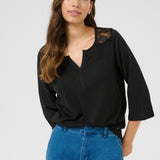 Cream Janny Lace Jersey Blouse