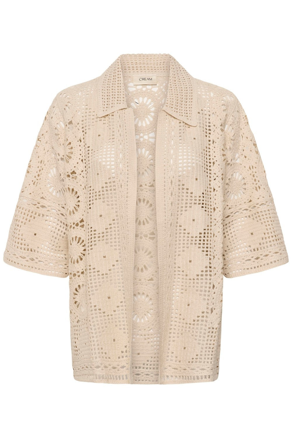 Beige lace jacket on a white background