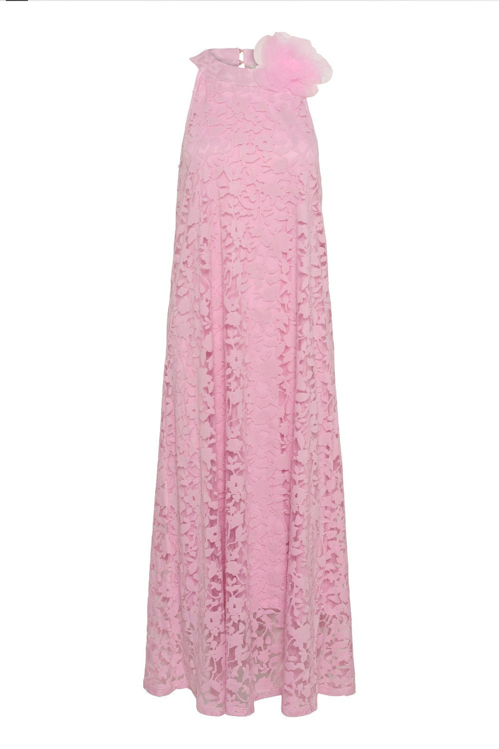 Pink dress with a bow on a white background