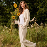 The Cream June Pant is your summer wardrobe essential. This lightweight linen blend dress pant offers breathable comfort without sacrificing polish. Designed to move with you through warm months while maintaining a refined, put-together look.